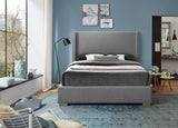 Royce Mid Century Modern Bed with Wingback Headboard and Stylish Gold & Chrome Legs for Elegance