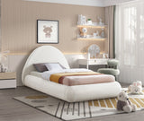 Rudy Contemporary Plush Faux Shearling Fabric Bed with Rounded Headboard for Modern Bedrooms