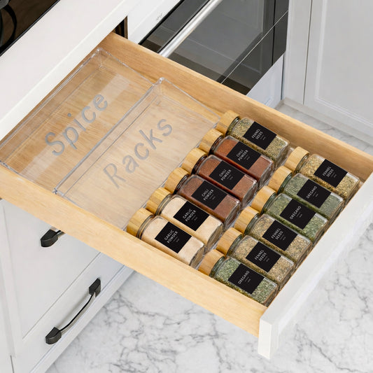 Acrylic Spice Rack Organizer 4 Pack Clear Set