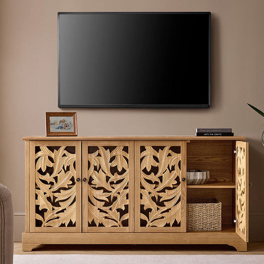 Jordan 63″ Wide 4-Door Sideboard – Solid Wood Console Cabinet