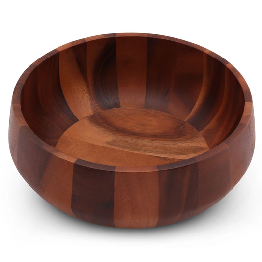 Modern Round Acacia Wood Salad Bowl Large
