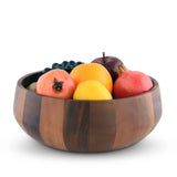 Modern Round Acacia Wood Salad Bowl Large