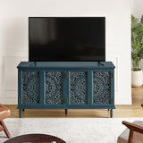 Emathides 63" Solid Wood Sideboard with Lighting & Wine Rack