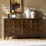 Antique-Inspired 4-Door Sideboard Cabinet - Decorative Drawer Illusion