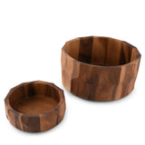 Diamond Pattern Single Acacia Wood Salad Bowl