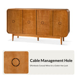 Alee 58 Inches Wide Mid-Century Modern 4-Door Sideboard With Adjustable Shelves