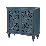 32" Tall 2 Door Blue Accent Cabinet with Built-in LED Light