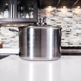 Premium Clad 7.9 qt Stock Pot with Glass Lid - Induction