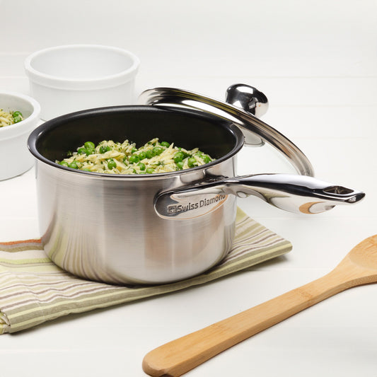 Nonstick Clad Saucepan with Glass Lid - Induction