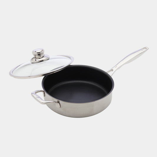Nonstick Clad Saute Pan with Glass Lid - Induction