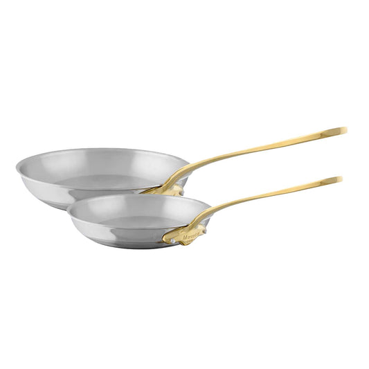 Mauviel M'COOK B 5-Ply 2-Piece Frying Pan Set With Brass Handles