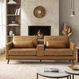 Eduarda Genuine Leather Reclining Sofa with USB & Storage