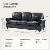 Iliana Genuine Leather Sofa with Elegant Rolled Arms