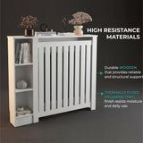 Radiator Cover Cabinet Joseph with Slatted Frame and 3 Shelves, Decorative Heater Cover, Modern Furniture Accent for Living Rooms, Hallways, and Bedrooms, Space-Saving Storage Solution