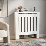 Radiator Cover Linn with Cabinet and Slatted Panel, Modern Home Furniture for Heating Units, Ventilated Decorative Enclosure with Extra Shelf Space, Ideal for Small to Medium Rooms