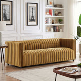 Dominic Gold Channel Tufted Velvet Sofa