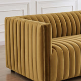 Dominic Gold Channel Tufted Velvet Sofa