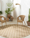 Kuval Checkered Brown Outdoor Rug