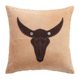 Rustic Longhorn Leather Pillow