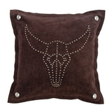 Flanged Studded Cowskull Leather Pillow