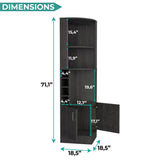 Tuhome Syrah Corner Bar Cabinet with Two External Shelves, Stemware Rack, Eight Cubbies, Modern Design for Living Room or Home Bar