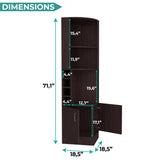Tuhome Syrah Corner Bar Cabinet with Two External Shelves, Stemware Rack, Eight Cubbies, Modern Design for Living Room or Home Bar
