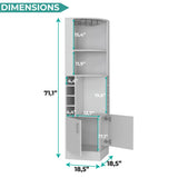 Tuhome Syrah Corner Bar Cabinet with Two External Shelves, Stemware Rack, Eight Cubbies, Modern Design for Living Room or Home Bar