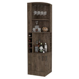 Tuhome Syrah Corner Bar Cabinet with Two External Shelves, Stemware Rack, Eight Cubbies, Modern Design for Living Room or Home Bar