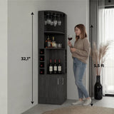 Tuhome Syrah Corner Bar Cabinet with Two External Shelves, Stemware Rack, Eight Cubbies, Modern Design for Living Room or Home Bar