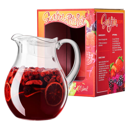 Sangria Drink Mix & Acrylic Beverage Pitcher with Lid | 72 oz
