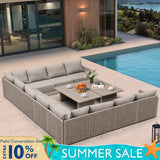 PURPLE LEAF Sanori U-Shaped Patio Couch Set Modular Sofa with Beige Cushions and Ottoman for Balcony