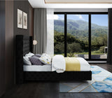 Savan Velvet Luxe Bed with Deep Button Tufting, Customizable Gold and Chrome Legs for Elegance
