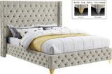 Savan Velvet Bed with Deep Button Tufting and Customizable Gold or Chrome Legs for Luxury Style