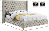 Savan Velvet Bed with Deep Button Tufting and Customizable Gold or Chrome Legs for Luxury Style