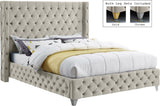 Savan Velvet Bed with Deep Button Tufting and Customizable Gold or Chrome Legs for Luxury Style