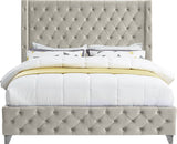 Savan Velvet Bed with Deep Button Tufting and Customizable Gold or Chrome Legs for Luxury Style