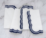 Navy blue Scalloped Embroidered Napkins