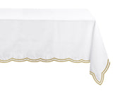 Beige Scalloped Tablecloth