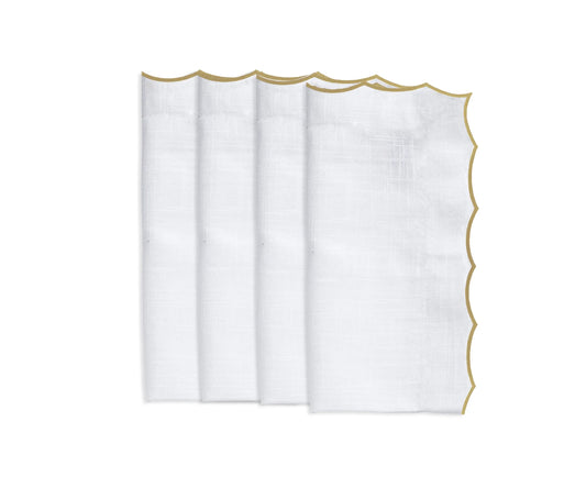 White scalloped napkins for weddings