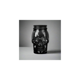 Skull Mason Jar with Lid, 4-Piece Set (2 skull Mason Jars & 2 Lids) 16oz, Black