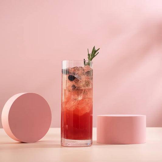 Elle Fluted Cylinder Highball Glasses, 16 oz