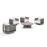 Sereno 4-Person Patio Swivel Chair Set With Round Coffee Table