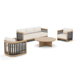 Sereno Outdoor Sofa and 2 Chairs with Round Coffee Table