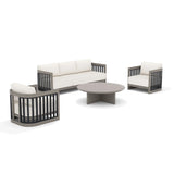 Sereno 4 Pieces Patio Sofa Set With Fixed Chairs and Round Coffee Table