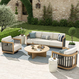 Sereno Outdoor Sofa Set With Swivel Chairs and Round Coffee Table (Set of 4)