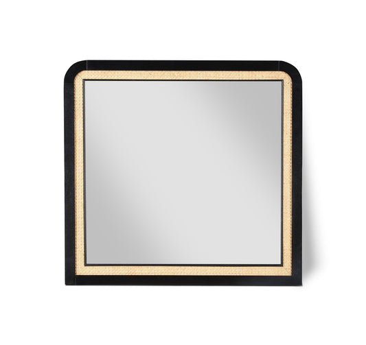 Siena Mirror - Elegant Mid-Century Design with Durable Ash Wood Frame and Striking Cane Detail