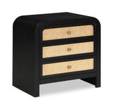 Siena Night Stand - Elegant Mid-Century Design with Cane Drawers and Durable Ash Wood Construction