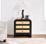 Siena Night Stand - Elegant Mid-Century Design with Cane Drawers and Durable Ash Wood Construction