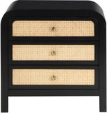 Siena Night Stand - Elegant Mid-Century Design with Cane Drawers and Durable Ash Wood Construction