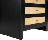Siena Night Stand - Elegant Mid-Century Design with Cane Drawers and Durable Ash Wood Construction